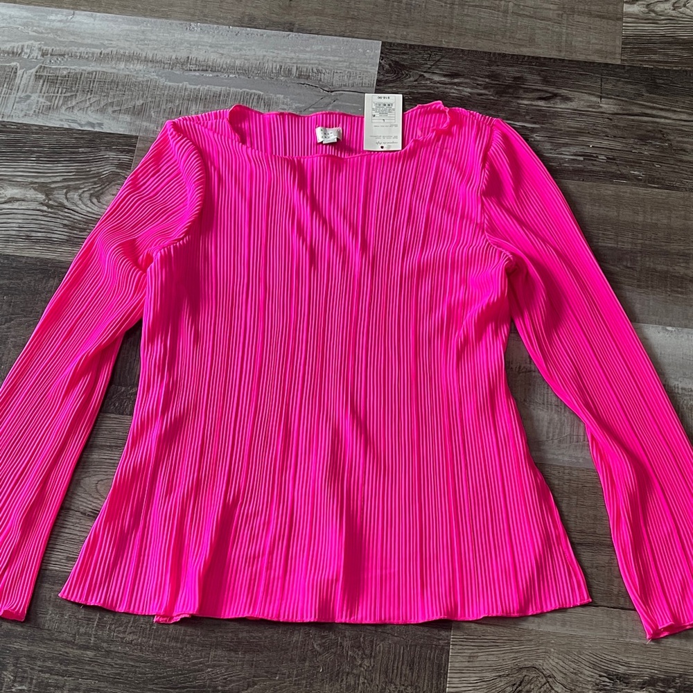 a new day Hot Pink Pleated Blouse